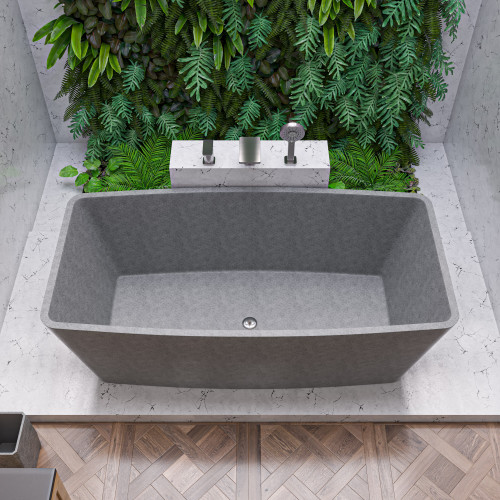 Alfi ABCO71TUB 71" Solid Concrete Rectangular Freestanding Bathtub