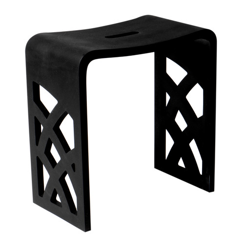 ALFI Black Matte Solid Surface Resin Bathroom / Shower Stool - ABST88BM