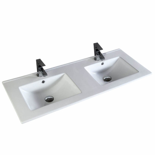 Fine Fixtures VE4818DBW White - Double Bowl 48" x 19" Ceramic Vanity Sink