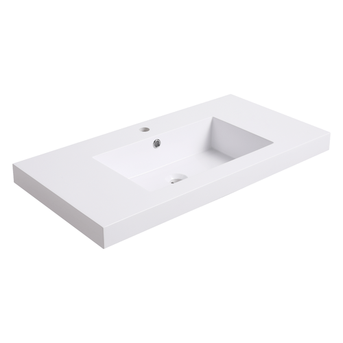 Fine Fixtures 36" X 18" Vanity Sink Gel Coated 2.5" Thick Edge - White - VET3618W