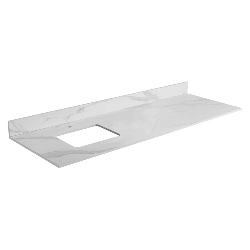 Fine Fixtures SS72WC-L 72" White Carrara Sintered Stone Sink Top - Single Left Sink