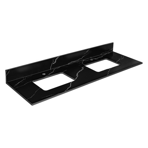 Fine Fixtures 72" Black Carrara Sintered Stone Vanity Countertop - Removable Backsplash - For Double Sink