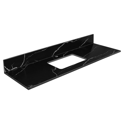 Fine Fixtures 60" Black Carrara Sintered Stone Vanity Countertop - Removable Backsplash - For Single Sink