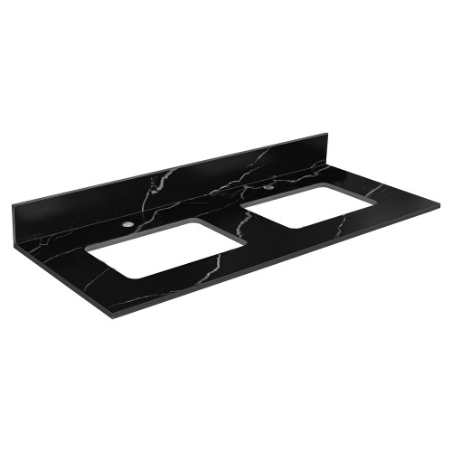 Fine Fixtures 48" Black Carrara Sintered Stone Vanity Countertop - Removable Backsplash - For Double Sink