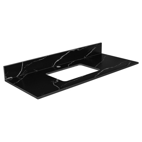 Fine Fixtures 42" Black Carrara Sintered Stone Vanity Countertop - Removable Backsplash - For Single Sink
