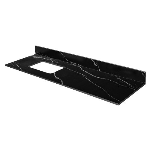 Fine Fixtures 72" Black Carrara Sintered Stone Vanity Countertop - Removable Backsplash - For Single Left Sink