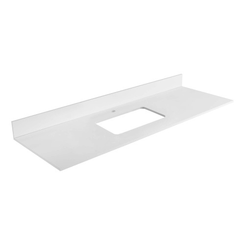 Fine Fixtures 60" Solid White Sintered Stone Vanity Countertop - Removable Backsplash - For Single Sink