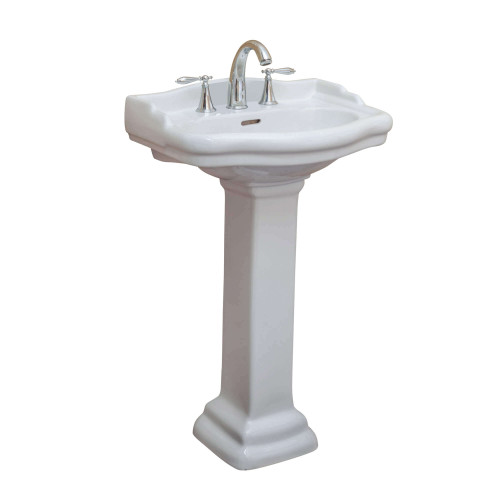 Fine Fixtures RS22W4 Roosevelt Pedestal Sink 22" Wide White - 4" CC
