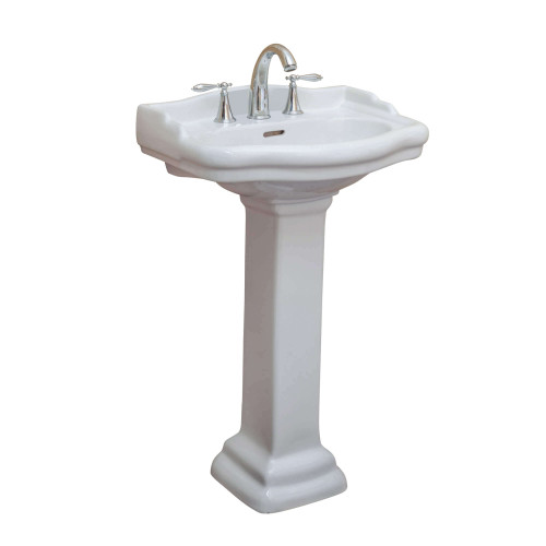 Fine Fixtures Roosevelt Pedestal Sink 22" Wide White - 4" CC - RS22W4