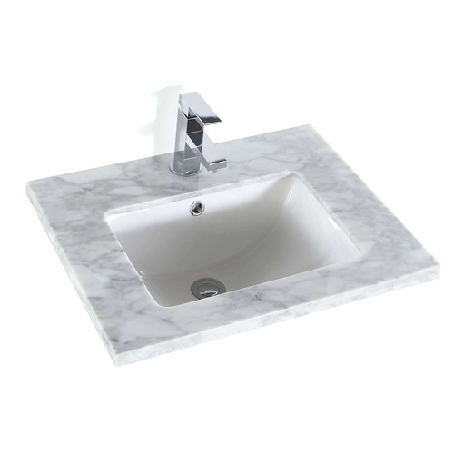 Fine Fixtures Carrara White Marble Quartz Countertop For 20" Vanity - VMT20WC