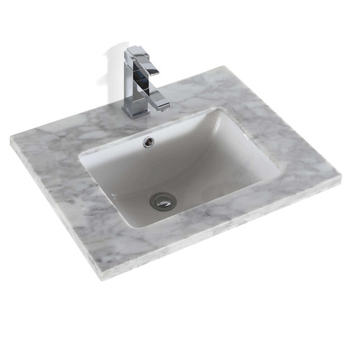 Fine Fixtures VMT24WC Quartz Carrara White Marble Countertop For 24" Vanity