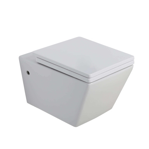 Fine Fixtures WT16RM Plaza Wall-Hung Toilet Bowl With Rimless Flush - White