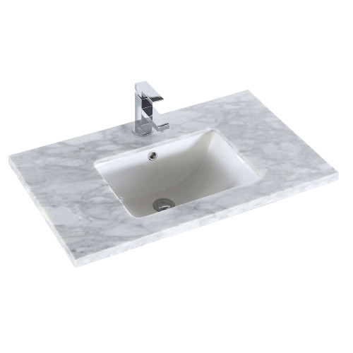 Fine Fixtures Quartz Carrara White Marble Countertop For 30" Vanity - VMT30WC