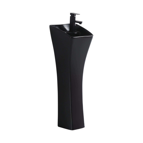 Fine Fixtures Windfield Pedestal Sink 12" X 11" - Matte Black - WD1211BL