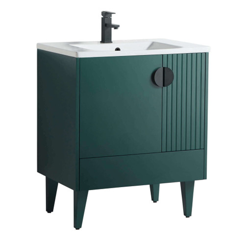 Fine Fixtures Venezian Vanity Cabinet 30" Wide - Green With Black Handle - VN30GN