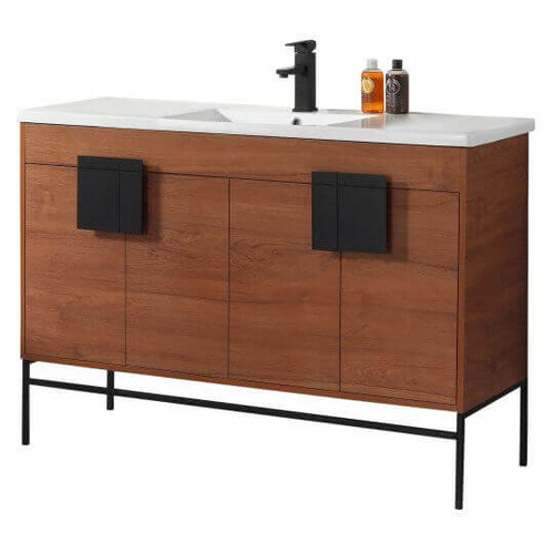 Fine Fixtures Shawbridge Vanity Cabinet 48" Wide - Spicy Walnut With Black Hardware - SH48WA Fine Fixtures Shawbridge Vanity Cabinet 48" Wide - Spicy Walnut With Black Hardware - SH48WA