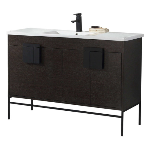 Fine Fixtures Shawbridge Vanity Cabinet 48" Wide - Black Oak Straight Grain With Black Hardware - SH48BL Fine Fixtures Shawbridge Vanity Cabinet 48" Wide - Black Oak Straight Grain With Black Hardware - SH48BL