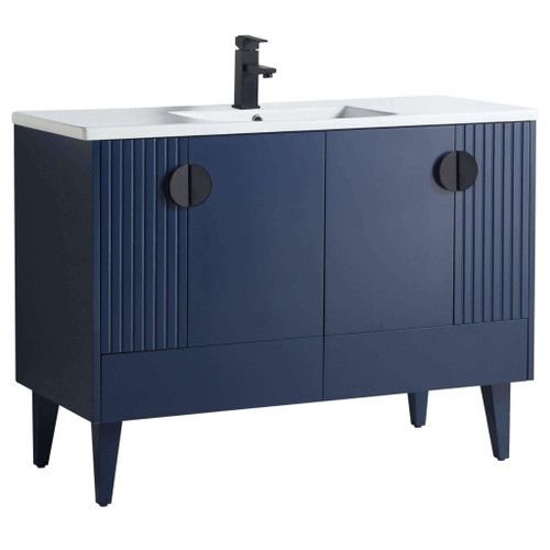 Fine Fixtures Venezian Vanity Cabinet 48" Wide - Navy Blue With Black Handle - VN48NB Fine Fixtures Venezian Vanity Cabinet 48" Wide - Navy Blue With Black Handle - VN48NB