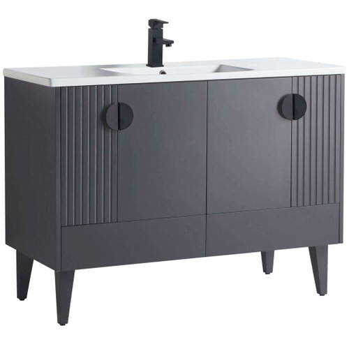 Fine Fixtures Venezian Vanity Cabinet 48" Wide - Rock Grey With Black Handle - VN48RG