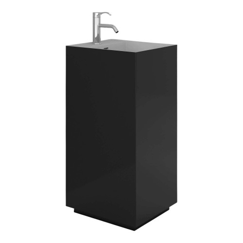 Fine Fixtures Springhill Pedestal Sink - Solid Surface Collection - Matte Black - 15 inch - SP1518BL