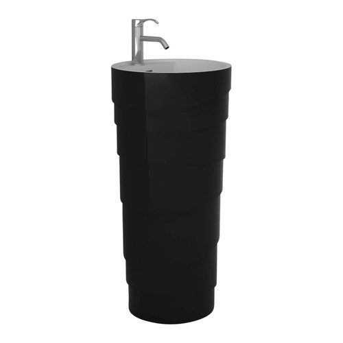 Fine Fixtures RO1818BL Rockview Pedestal Sink - Solid Surface Collection - Black - 17 3/4 inch