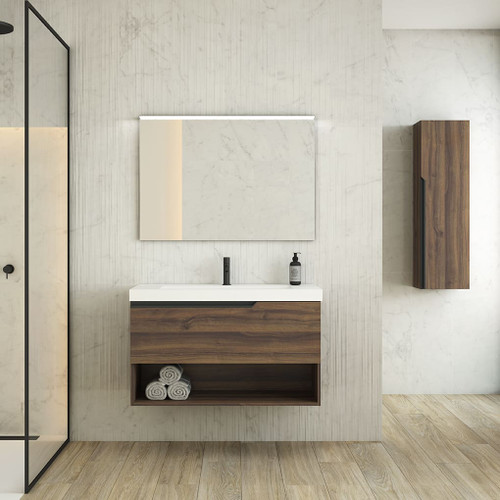 Lucena Valencia Single Drawer + Shelf Wall Mount Vanity 40" W x 22" H x 18" D - White Color - 85606
