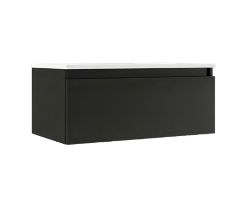Lucena Box Single Drawer Wall Mount Vanity - Sink on Left Side 32" W x 11" H x 18" D - Grey/Ceniza High Gloss Finish - 84702