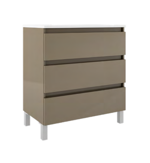 Lucena Box Three Drawer Vanity - Sink on Left Side 40" W x 34" H x 18" D - Tortora High Gloss Finish - 84461