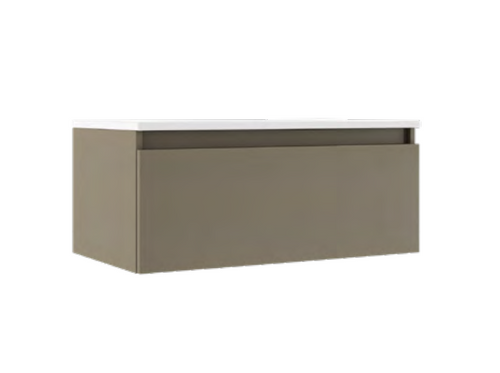 Lucena Box Single Drawer Wall Mount Vanity 40" W x 11" H x 18" D - Tortora High Gloss Finish - 84361