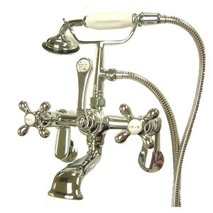 Kingston Brass Wall Mount Clawfoot Tub Filler Faucet with Hand Shower - Polished Chrome CC58T1