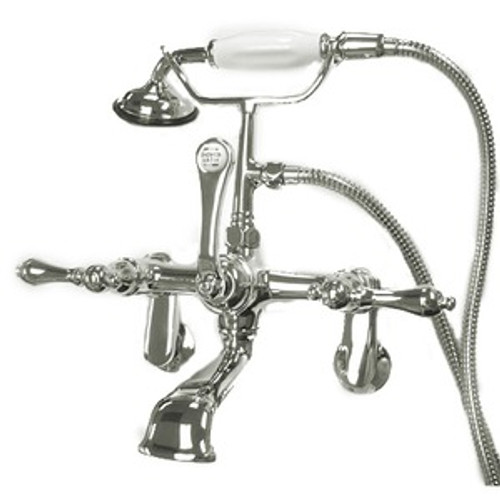 Kingston Brass Adjustable 3-3/8" - 10" Centers Wall Mount Clawfoot Tub Filler Faucet with Hand Shower - Polished Chrome