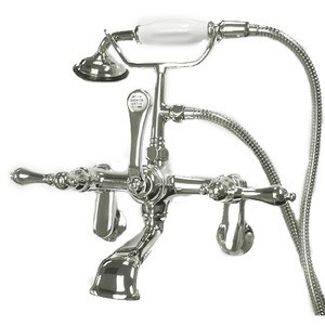 Kingston Brass Adjustable 3-3/8" - 10" Centers Wall Mount Clawfoot Tub Filler Faucet with Hand Shower - Polished Chrome - CC52T1