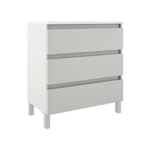 Lucena Box Three Drawer Vanity 40" W x 34" H x 18" D - White High Gloss Finish - 82243