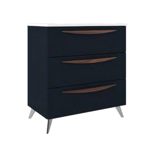 Lucena Arco Three Drawer Vanity Cabinet Only, For Left Side Sink 40" W x 34" H x 18" D - Navy Color - 70818