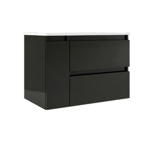 Lucena Bath 70731 40" 2 Drawer + 1 Door Grey/Ceniza Highgloss Highgloss Box Vanity, Left Side Bowl