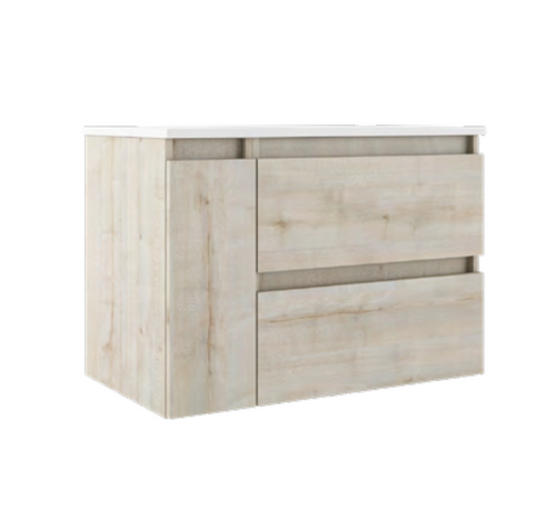 Lucena Bath 70719 40" 2 Drawer + 1 Door Abedul Box Vanity, Left Side Bowl