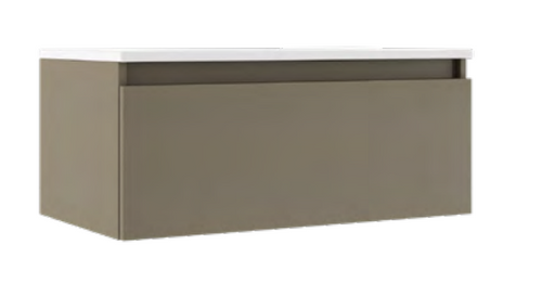 Lucena Box Collection High Single Drawer Wall Mount Vanity 24" W x 16" H x 18" D - Tortora High Gloss Finish - 70692 Lucena Box Collection High Single Drawer Wall Mount Vanity 24" W x 16" H x 18" D - Tortora High Gloss Finish - 70692
