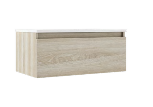 Lucena Box High Single Drawer Wall Mount Vanity - Sink on Left Side 40" W x 16" H x 18" D - Crudo Color - 70676