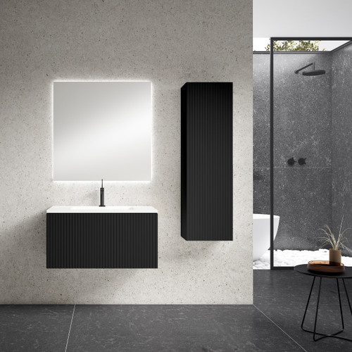 Lucena Bath Bari 70839 40" Single Drawer Black Wall Mounted Floating Vanity Cabinet Only