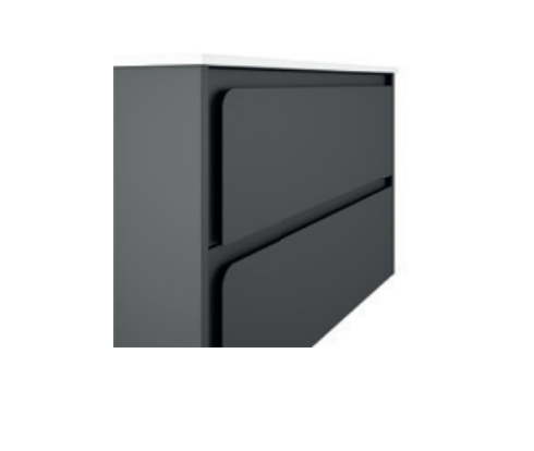 Lucena Cordoba Two Drawer Wall Mount Vanity, Right Side Bowl 40" W x 22" H x 18" D - Lacquered Grey/Ceniza Color - 71766