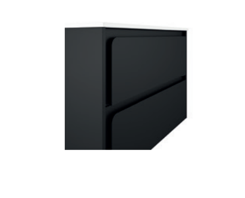 Lucena Cordoba Two Drawer Wall Mount Vanity, Right Side Bowl 40" W x 22" H x 18" D - Lacquered Black Color - 71771