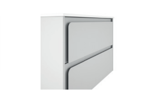 Lucena Cordoba Two Drawer Wall Mount Vanity, Right Side Bowl 40" W x 22" H x 18" D - Lacquered Griggio Color - 71772