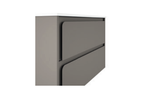 Lucena Cordoba Two Drawer Wall Mount Vanity, Right Side Bowl 40" W x 22" H x 18" D - Lacquered Quarzo Color - 71773