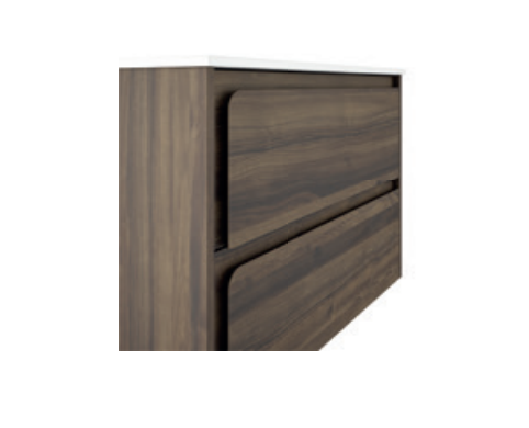 Lucena Cordoba Two Drawer Wall Mount Vanity, Right Side Bowl 40" W x 22" H x 18" D - Valenti Color - 71775