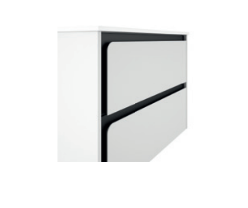 Lucena Cordoba Two Drawer Wall Mount Vanity, Right Side Bowl 40" W x 22" H x 18" D - White Color with Black Interior - 71776