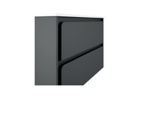Lucena Cordoba Two Drawer Wall Mount Vanity, Right Side Bowl 40" W x 22" H x 18" D - Grey/Ceniza Color with Black Interior - 71777