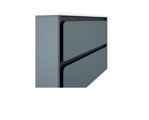 Lucena Cordoba Two Drawer Wall Mount Vanity, Right Side Bowl 40" W x 22" H x 18" D - Avio Color with Black Interior - 71778