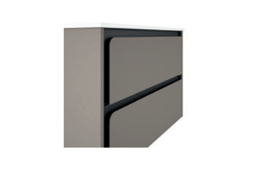 Lucena Cordoba Two Drawer Wall Mount Vanity, Right Side Bowl 40" W x 22" H x 18" D - Quarzo Color with Black Interior - 71783