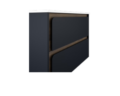 Lucena Cordoba Two Drawer Wall Mount Vanity, Right Side Bowl 40" W x 22" H x 18" D - Navy Color with Valenti Interior - 71790