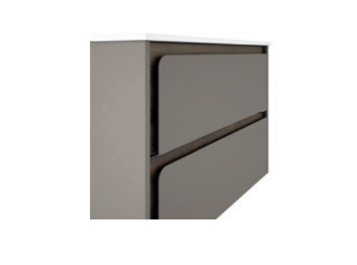Lucena Cordoba Two Drawer Wall Mount Vanity, Right Side Bowl 40" W x 22" H x 18" D - Quarzo Color with Valenti Interior - 71794